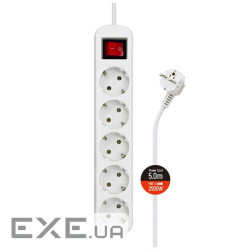 Фільтр живлення ColorWay CW-PSEA55W, 5 розеток / 5M white