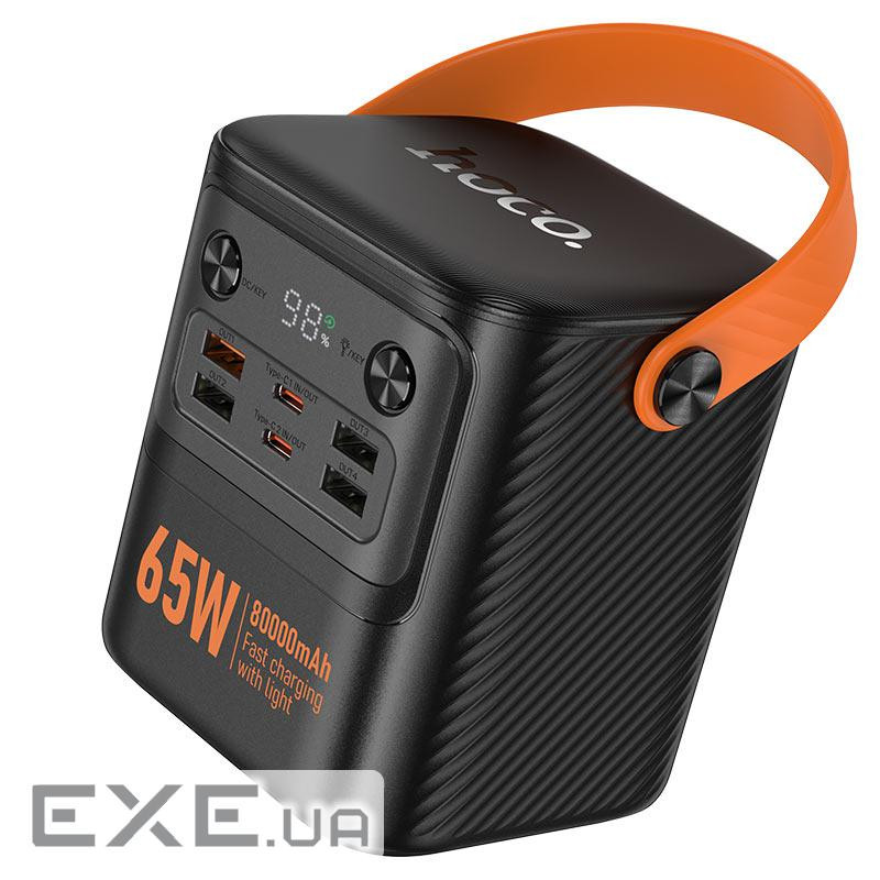 Power Bank HOCO J152 80000mAh, 4USB / 2Type-C, 22.5W+PD20W, ліхтарик, Black, Box