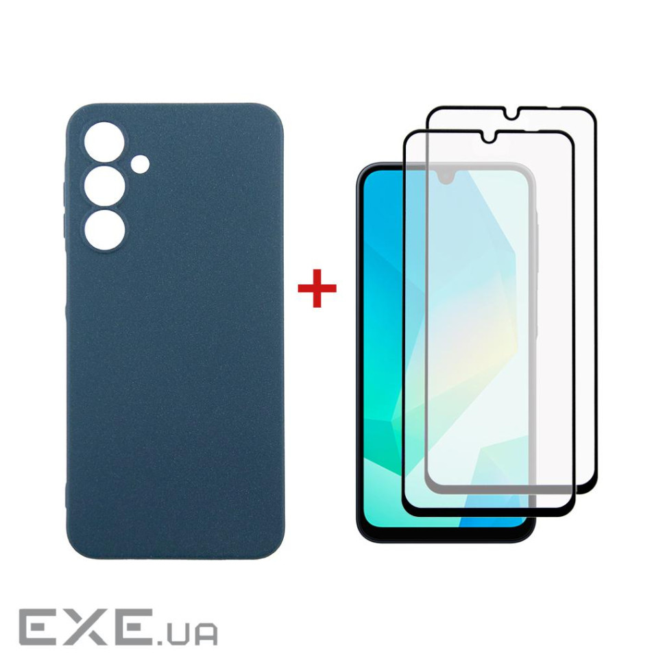 Чохол до мобільного телефона Dengos Samsung Galaxy A16 Carbon + glass 2pcs (Blue) (DG-CTG2P-07)
