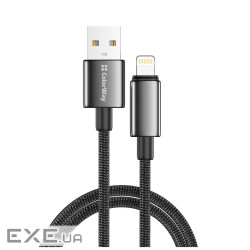 Дата кабель USB 2.0 AM to Lightning 1.0m 3A zinc alloy braided black ColorWay (CW-CBUL098-BK)