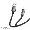 Дата кабель USB 2.0 AM to Lightning 1.0m 3A zinc alloy braided black ColorWay (CW-CBUL098-BK)