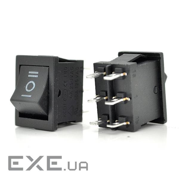 Перемикач ON-OFF KCD2-213, 250VAC / 6A, 6 контактів, Black, Q100 , Black, Q100