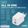 Зарядний пристрій DIGITUS GaN 2хUSB-C, 1хUSB-A, 100W (DA-10304)