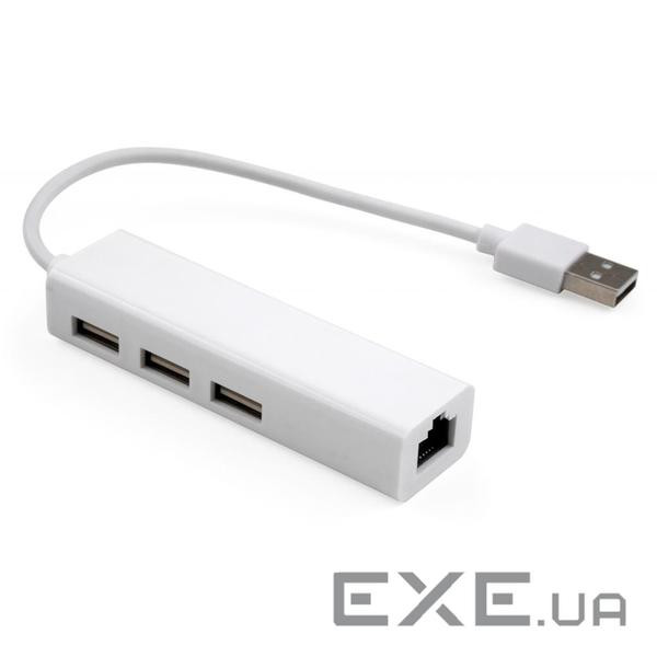Концентратор Vinga 3xUSB2.0 + RJ45 100Mbps (VCP2H3USB2LANWH)