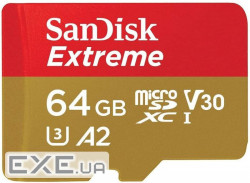 Карта пам'яті MicroSDXC 64GB UHS-I/U3 Class 10 SanDisk Extreme A2 R160/W60MB/s (SDSQXA2-064G-GN6MN)
