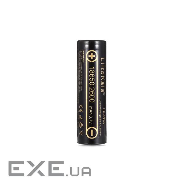 Акумулятор 18650 2600mAh Li-Ion, (2450-2650mah), 3.7V (2.75-4.2V), Blac Liitokala (Lii-26A)