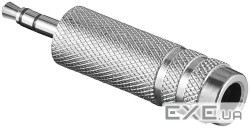 Перехідник аудіо Jack 3.5mm 3pin-6.3mm M/F,адаптер Stereo Metal,срібний (62.09.8179-1) (62.09.8179-1)