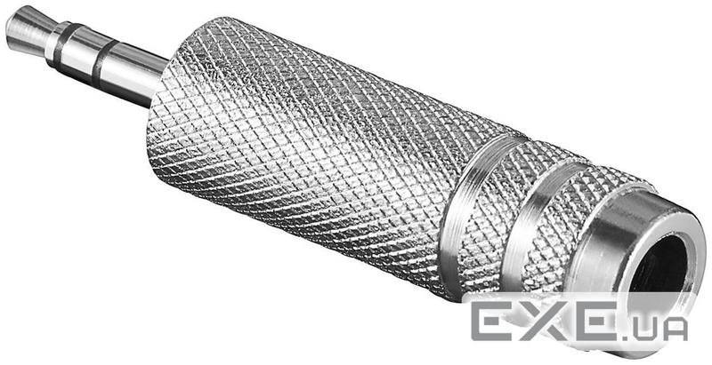 Перехідник аудіо Jack 3.5mm 3pin-6.3mm M/F,адаптер Stereo Metal,срібний (62.09.8179-1) (62.09.8179-1)