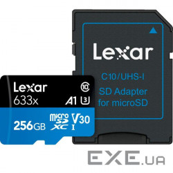 Карта пам'яті LEXAR microSDXC High Performance 633x 256GB UHS-I U3 V30 A1 Class 10 + (LSDMI256BB633A)