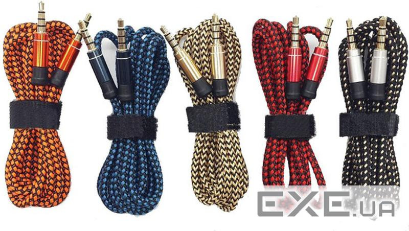 Кабель AUX Audio TRRS 3.5мм M/M 1.5м, капронове обплетення (B00658)