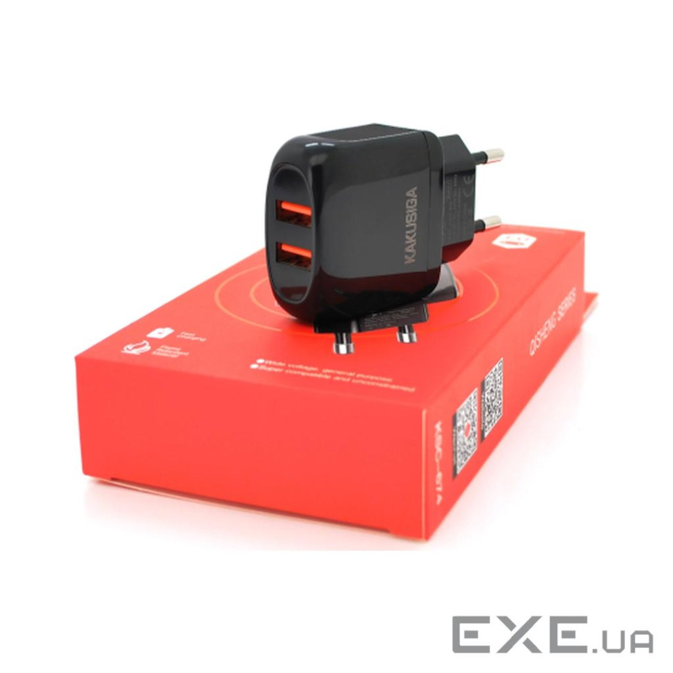 Зарядний пристрій KAKUSIGA 2xUSB 12W black (KSC-674-QISHENG-B)