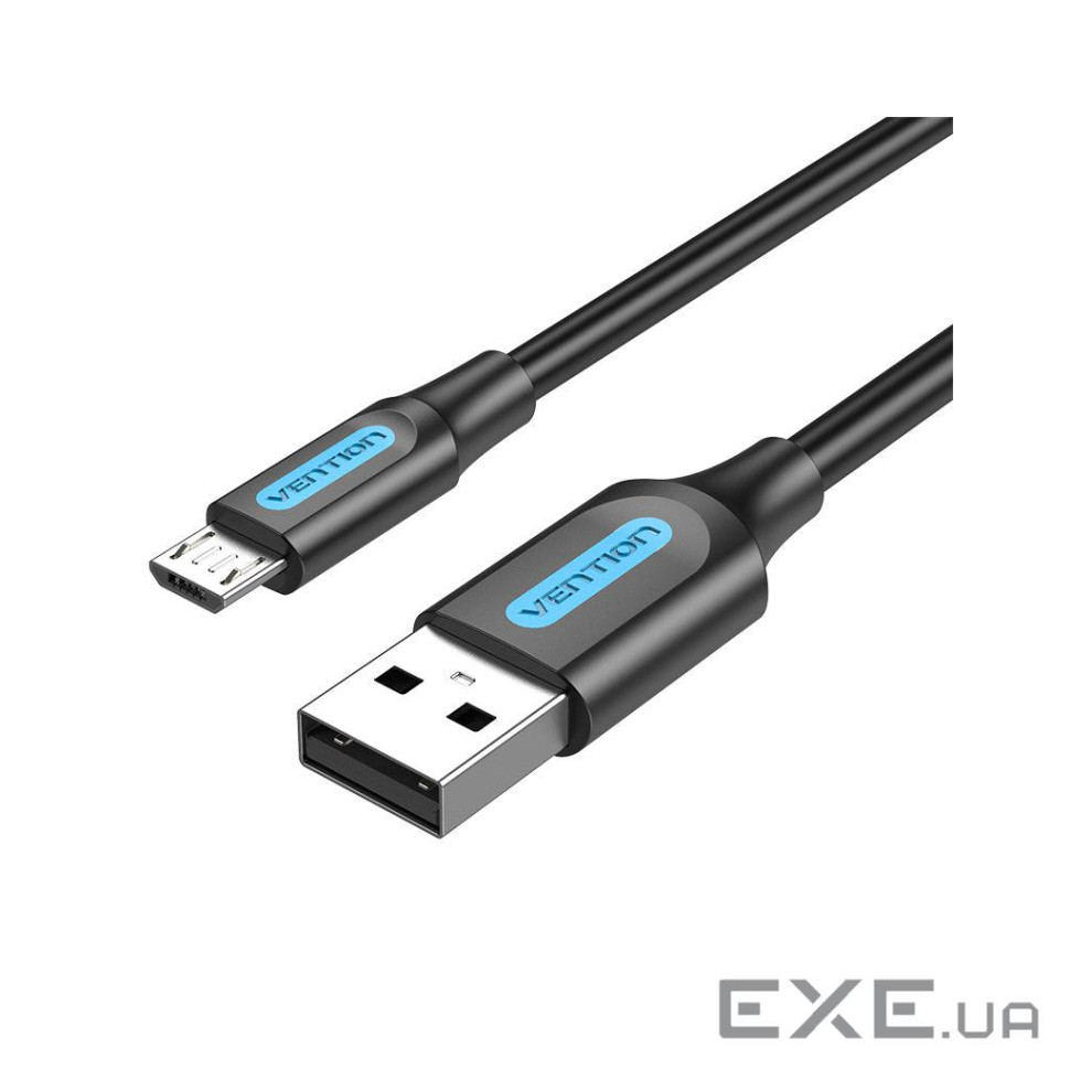 Дата кабель USB 2.0 AM to Micro 5P 1.0m 3A black Vention (COLBF)