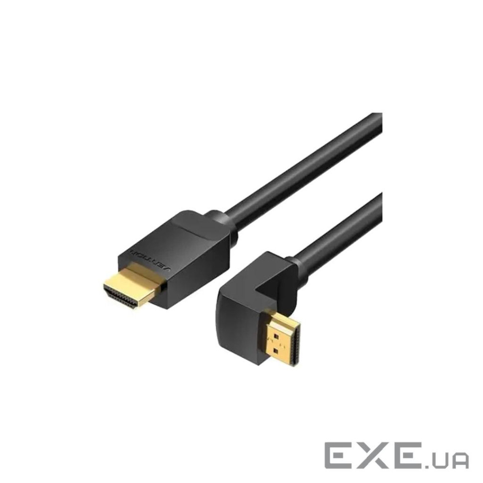 Кабель мультимедійний HDMI M to HDMI M 1.5m 4K60Hz 90 corner black Vention (AAQBG)
