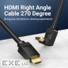 Кабель мультимедійний HDMI M to HDMI M 1.5m 4K60Hz 90 corner black Vention (AAQBG)