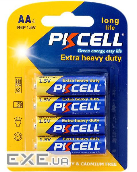 Батарейка сольова PKCELL 1.5V AA/ R6, 4 штуки в блістері ціна за блістер , Q12 (9308)