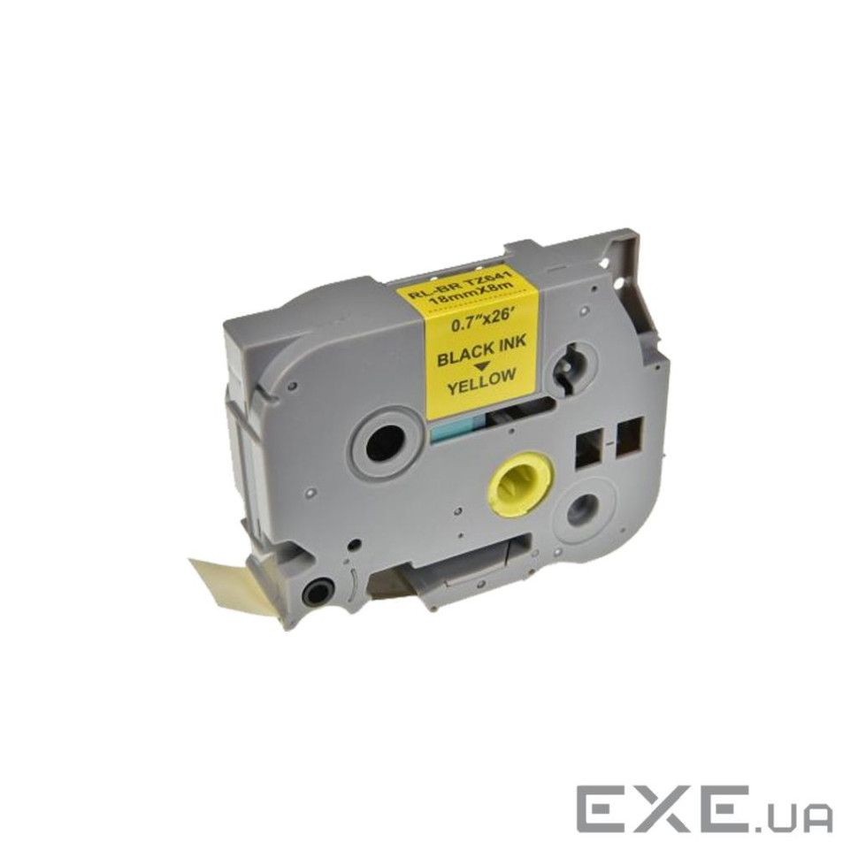 Стрічка для принтера етикеток UKRMARK RL-B-T641P-BK/YE, аналог TZE641. 18 мм х 8 м (CBTZ641)