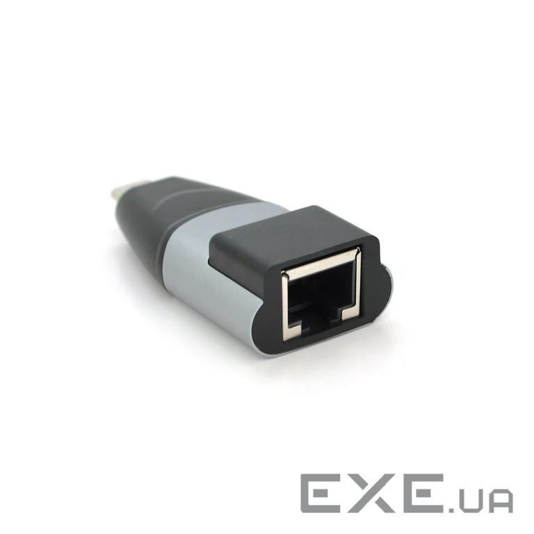 Перехідник Type-C (тато) / RJ-45 (мама), chip:RTL8153, 1000Mbps, Black (YT-A-Type-C(M) / RJ-45(F)-B) ), chip:RTL8153, 10