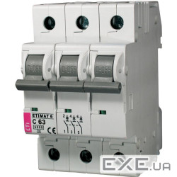Автоматичний вимикач ETI, ETIMAT 10 3p C 63А (6 kA) (2135722)