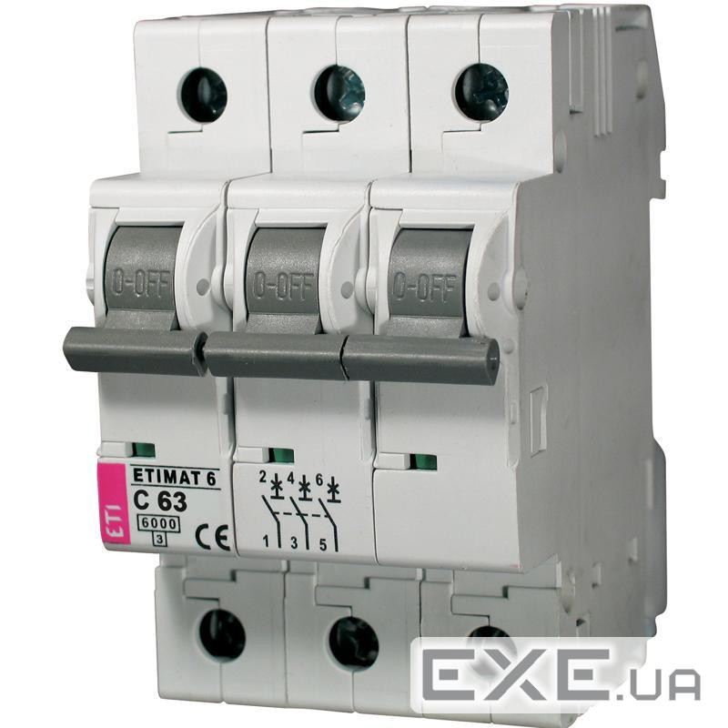 Автоматичний вимикач ETI, ETIMAT 10 3p C 63А (6 kA) (2135722)