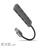 Концентратор AXAGON USB 3.1 to 4xUSB 3.0 0.2m switch black (HUE-MSA)