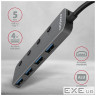 Концентратор AXAGON USB 3.1 to 4xUSB 3.0 0.2m switch black (HUE-MSA)