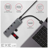 Концентратор AXAGON USB 3.1 to 4xUSB 3.0 0.2m switch black (HUE-MSA)