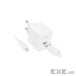 Зарядний пристрій HOCO CS11A USB + cable USB to Lightning white (6942007603577)