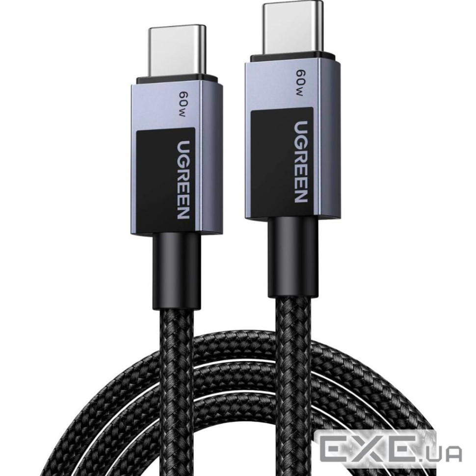 Дата кабель USB-C to USB-C 2.0m PD60W 3A braided L524 gray Ugreen (55775)