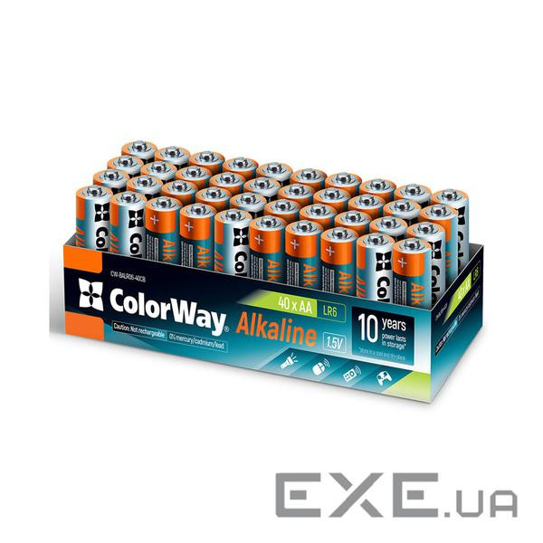 Батарейка COLORWAY Alkaline AA 40шт/уп (CW-BALR06-40CB)