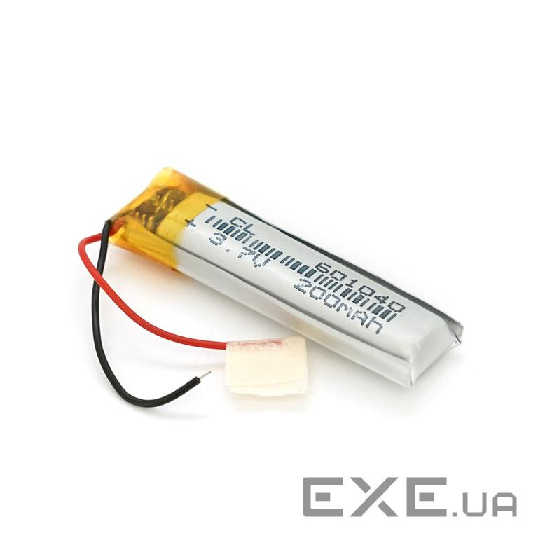 Літій-полімерний акумулятор 6*10*40mm (Li-ion 3.7В 200мА&middot,год) (601040) ) (601040)