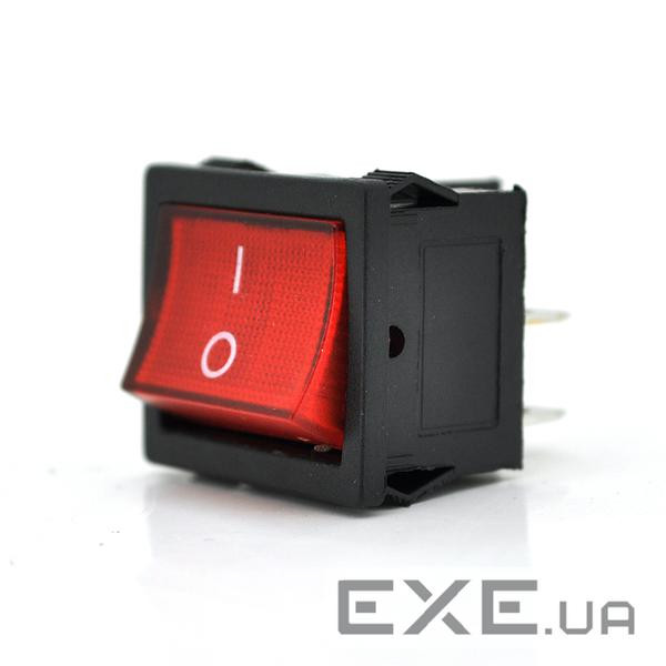 Перемикач ON-OFF KCD1-104, 250VAC/6A, 4 контакти , RED, Q100 (KCD1-104 RED)