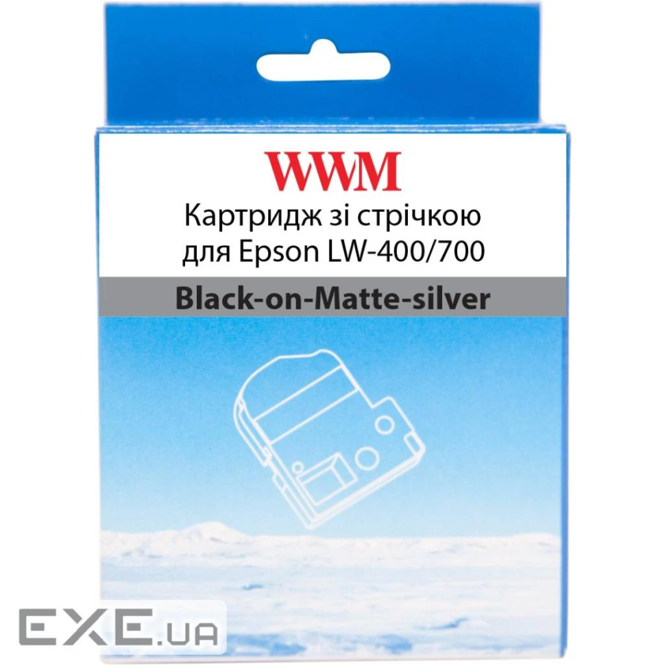 Картридж зі стрічкою WWM для Epson LW-400/700 6mm х 8m Black-on-Matte-silver (WWM-SM6X) 8m Black-on-Matte-silver (WWM-SM