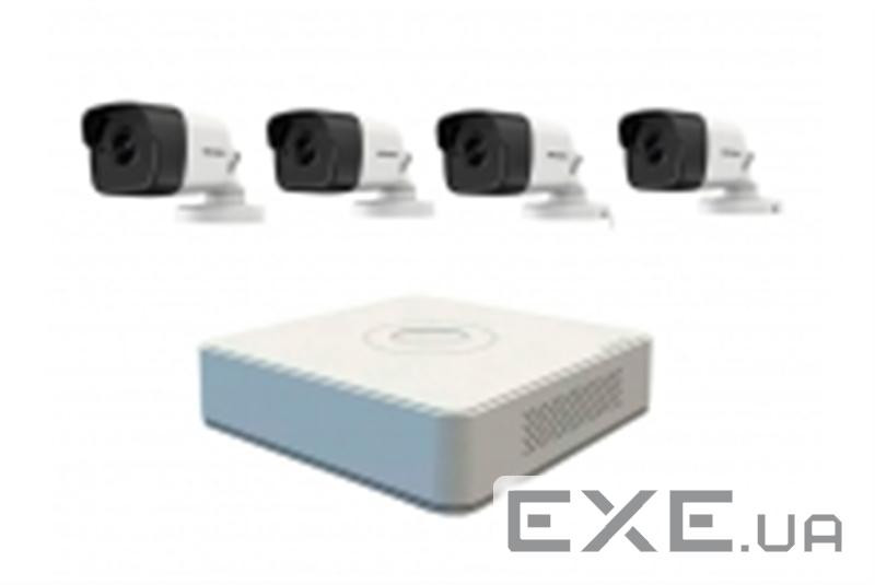 Комплект відеоспостереження Hikvision: 4-х канальний PoE відеореєстратор DS-7104NI-E1 / 4P, (NK4E0-1T)