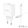 Зарядний пристрій BOROFONE BA81A USB-C PD20W + cable USB-C to Lightning White (6941991108198)