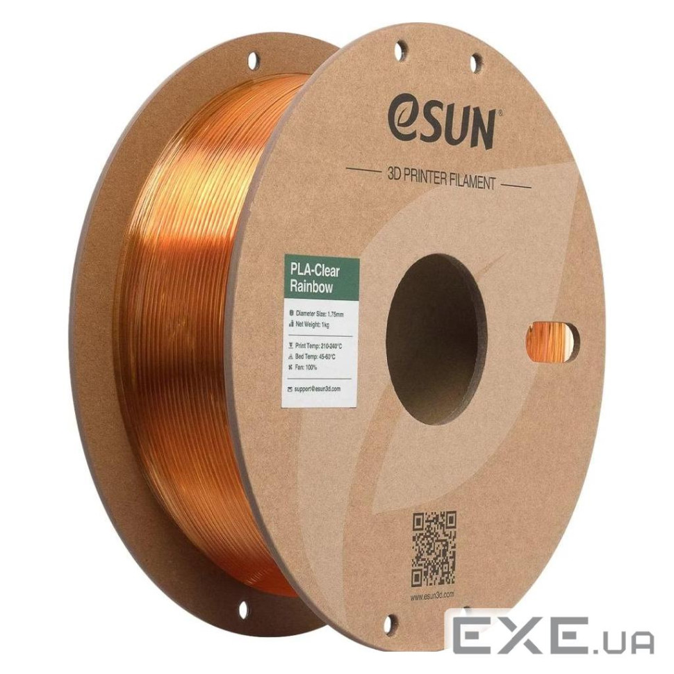 Пластик для 3D-принтера eSUN PLA Clear Rainbow 1,75mm 1kg FLAME-Crystal (PLA-CLRB175O-CF1P1)