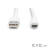 Дата кабель USB 2.0 AM to USB-C 2.0m 60W white Digitus (AK-300340-020-W)