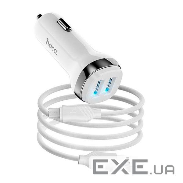 Набір АЗУ 12-24V HOCO Z40 кабель Micro, 2xUSB, 2.4A, кабель 1м, White, Box (Z40 / MW White) , White, Box (Z40 / MW White