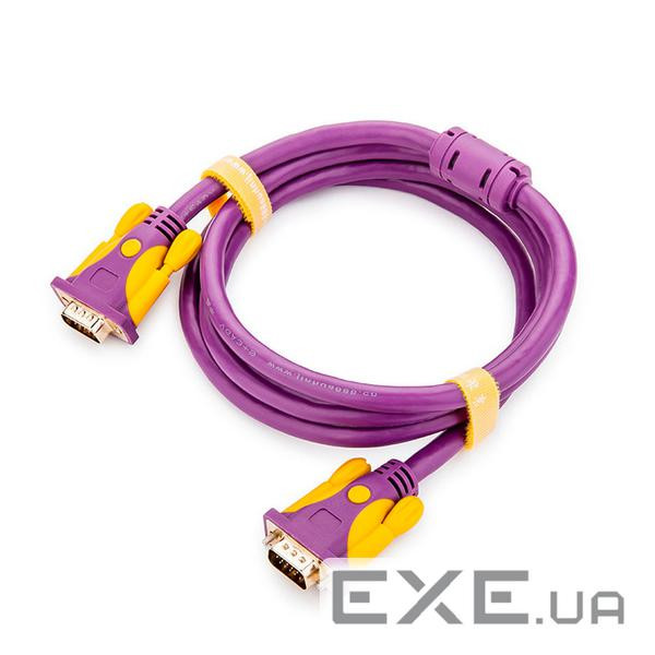 Кабель JH-VGA39 VGA 3+9, 1,5m, male to male (тато-тато), 1 ферит, purple, Пакет (JH-VGA39 1,5м) )