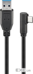 Кабель пристроїв USB Type-C-3.0A M/M 3.0m,(USB3.0) 90ёвбік(TypeC) Cu,чорний (75.06.6504-1) (75.06.6504-1)