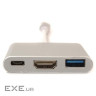 Перехідник USB C-Type - HDMI/USB PowerPlant (KD00AS1306)