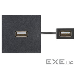 Патч-корд з USB-A 3.0 розеткою 45х45 мм та роз"ємом USB-A 3.0 "мама-мама", чорн (K128D/14)