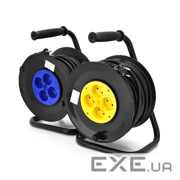 Подовжувач на котушці 25м (ПВС 2*1,5), 4 гнізда без заземлювального контакту, контактна (000017159) (000017159)