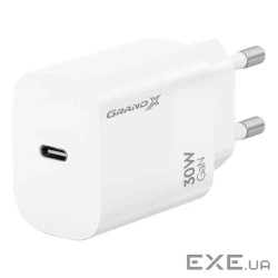 Зарядний пристрій Grand-X GaN USB-C 30W QC3.0 white (CH-390W)