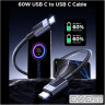 Дата кабель USB-C to USB-C 3.0m PD60W 3A braided L524 gray Ugreen (55776)