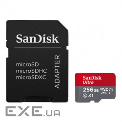 Карта пам'яті SANDISK microSDXC Ultra 256GB UHS-I A1 Class 10 + SD-adapter (SDSQUAC-256G-GN6MA)
