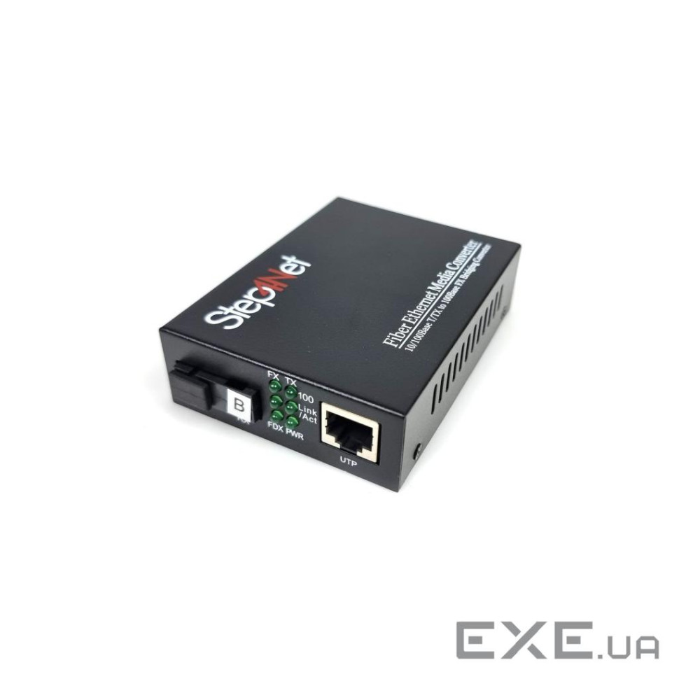Медіаконвертер 10/100Base-TX to 100Base-FX, SM, 1310nm, SC/PC, 20км Ste (MC-R-0,1-1SM-1310nm-20-LFP)