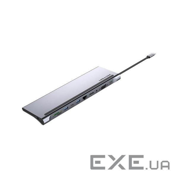 Док-станція для ноутбука VENTION 11-in-1 USB-C to HDMI/VGA/USB-C3.1/USB3.0x2/USB2.0/RJ-45/SD (THTHC)