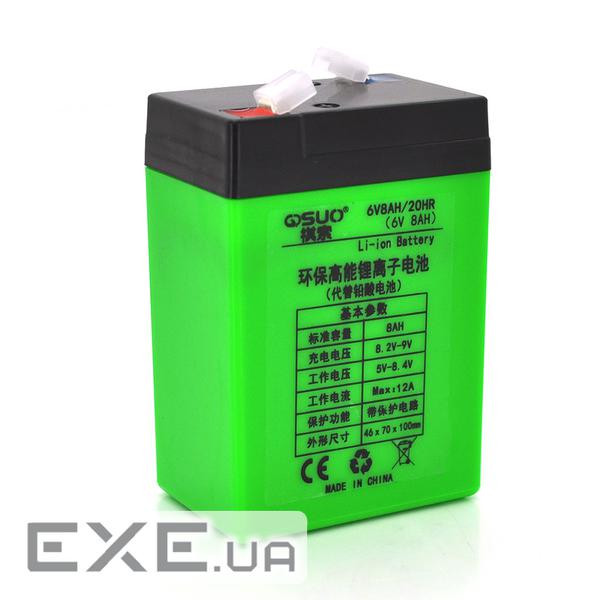 Акумуляторна батарея літієва QiSuo 6V 8A з елементами Li-ion 18650 (70X46X100) (QS-608) Li-ion 18650 (70X46X100) (QS-608