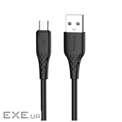 Дата кабель USB 2.0 AM to Micro 5P 1.0m 3A textured PVC black ColorWay (CW-CBUM094-BK)
