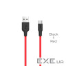 Дата кабель USB 2.0 AM to USB-C 1.0m 2A silicone X21 black+red HOCO (6957531071419)